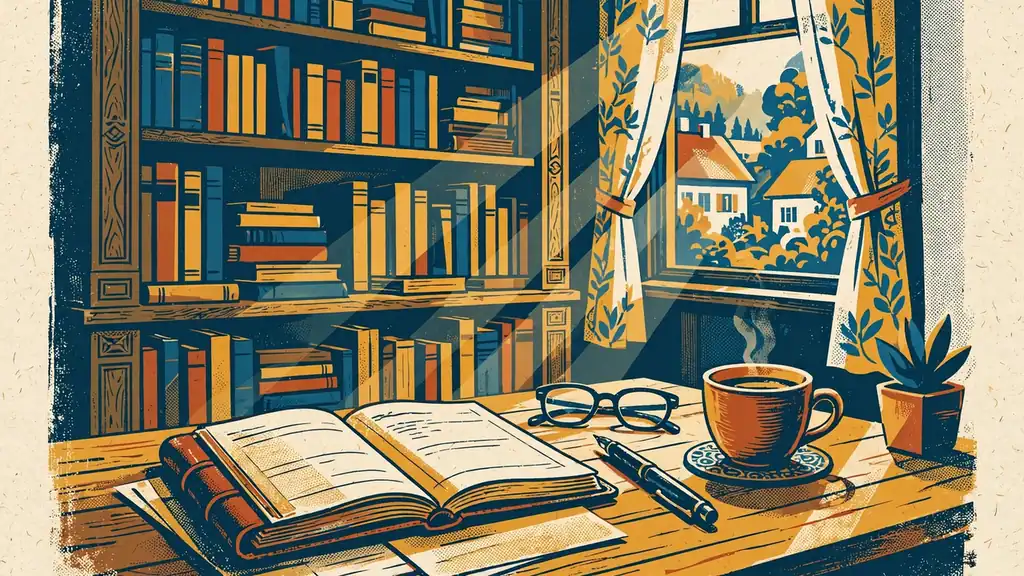 Schreibtisch mit juristischem Notizbuch und Brille in österreichischem Arbeitszimmer
